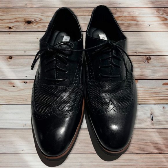 Steve Maddon Langdon Black Wingtips Size 10 - Picture 3 of 10